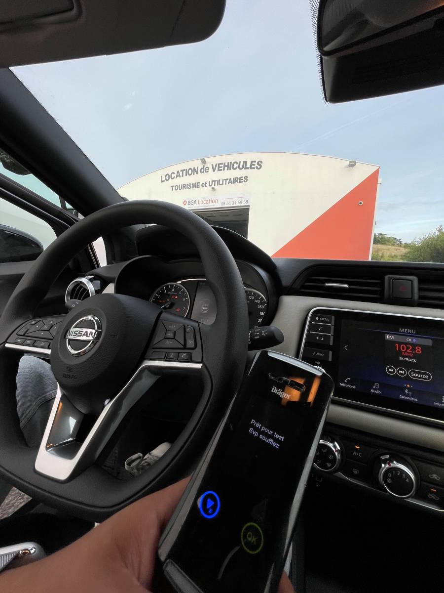 Location de véhicule de tourisme équipé d'un EAD ( Éthylotest Anti Démarrage ) à petit prix